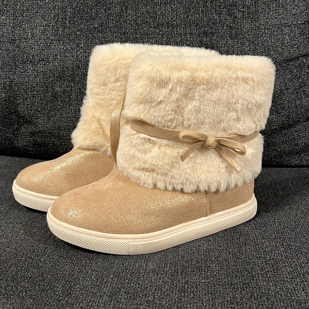 NWT Rose Gold Cuffed Faux Boots